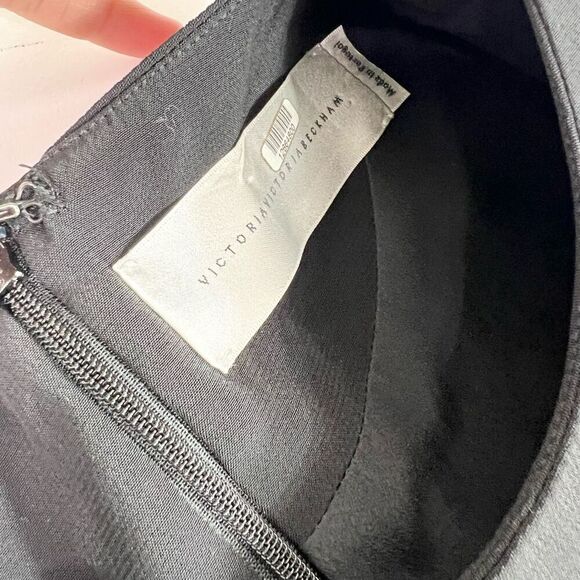 Victoria Victoria Beckham Dress Womens 2 Navy Blue Black Long Sleeve Wrap Panel - Picture 2 of 9